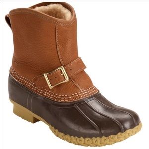 LL Bean Tumbled-Leather 7” shearling lined boots